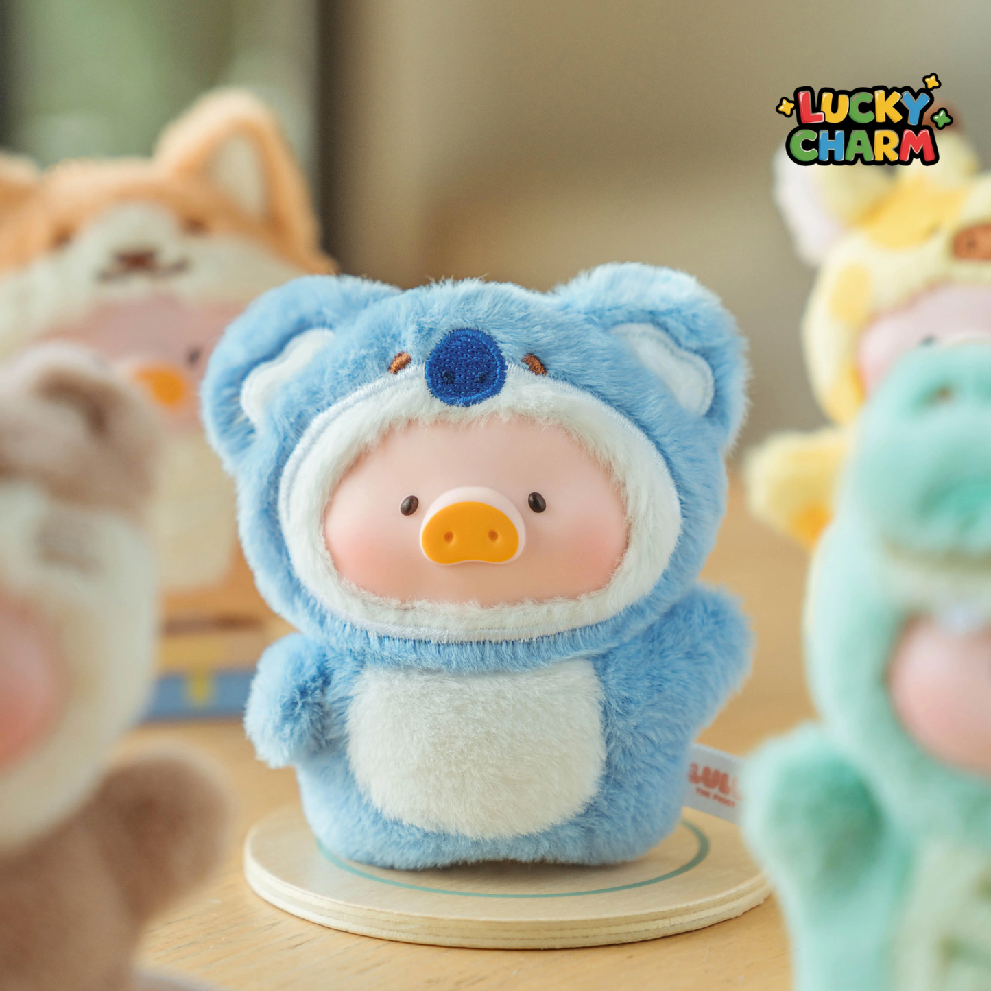 Blind Box Lulu The Piggy Animal Party Puppet Show PVC Face Plush Keychain Series