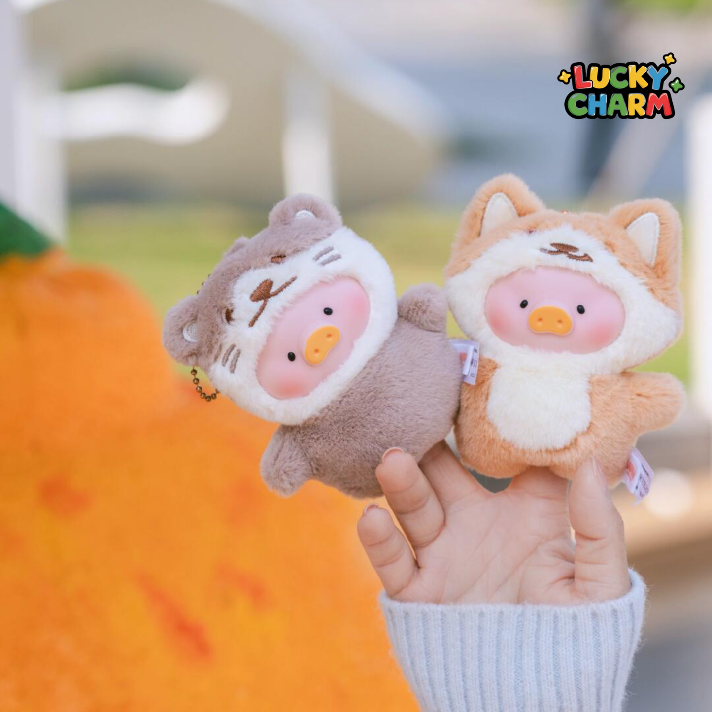 Blind Box Lulu The Piggy Animal Party Puppet Show PVC Face Plush Keychain Series