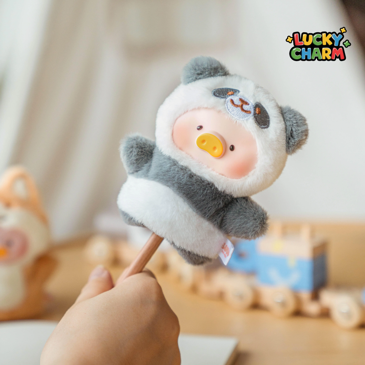 Blind Box Lulu The Piggy Animal Party Puppet Show PVC Face Plush Keychain Series