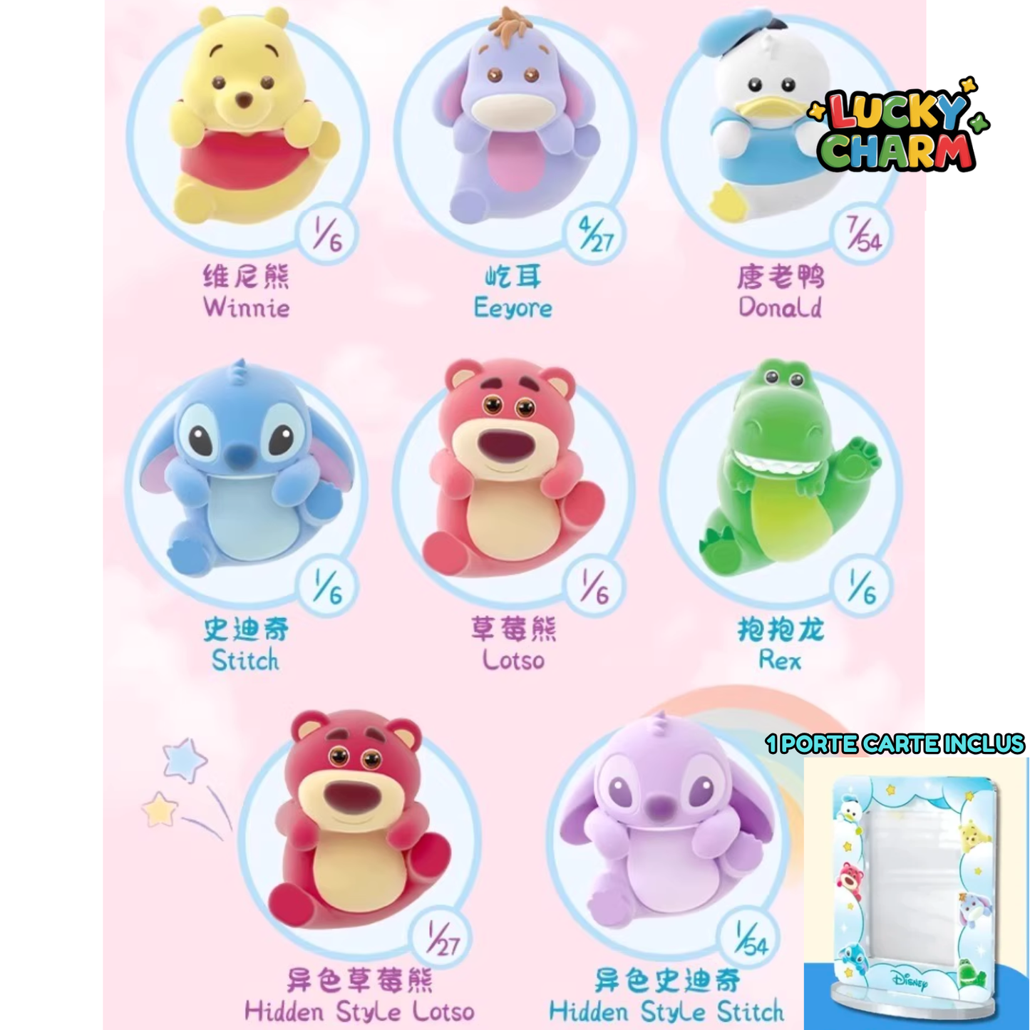 Blind Box Flocked Characters Card Holder Display (1 figure + 1 card holder)