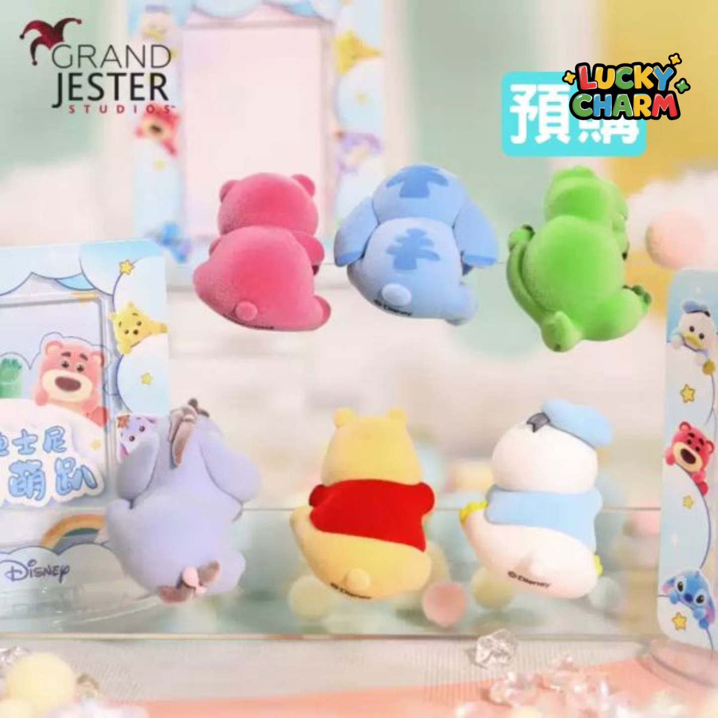 Blind Box Disney Flocked Characters Card Holder Display (1 figurine + 1 porte carte)