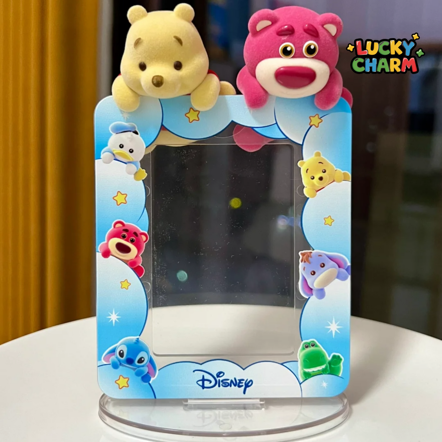 Blind Box Disney Flocked Characters Card Holder Display (1 figurine + 1 porte carte)