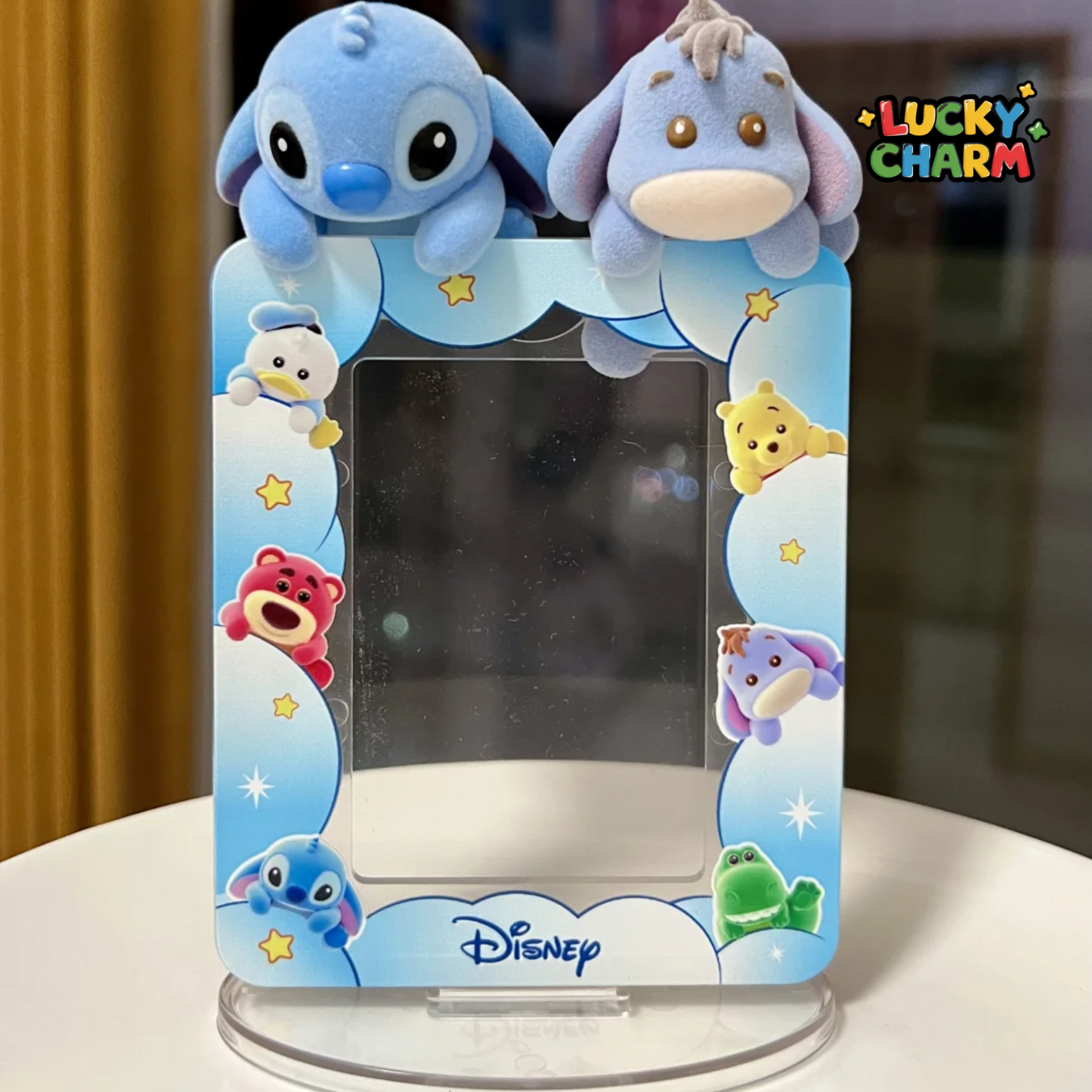 Blind Box Disney Flocked Characters Card Holder Display (1 figurine + 1 porte carte)