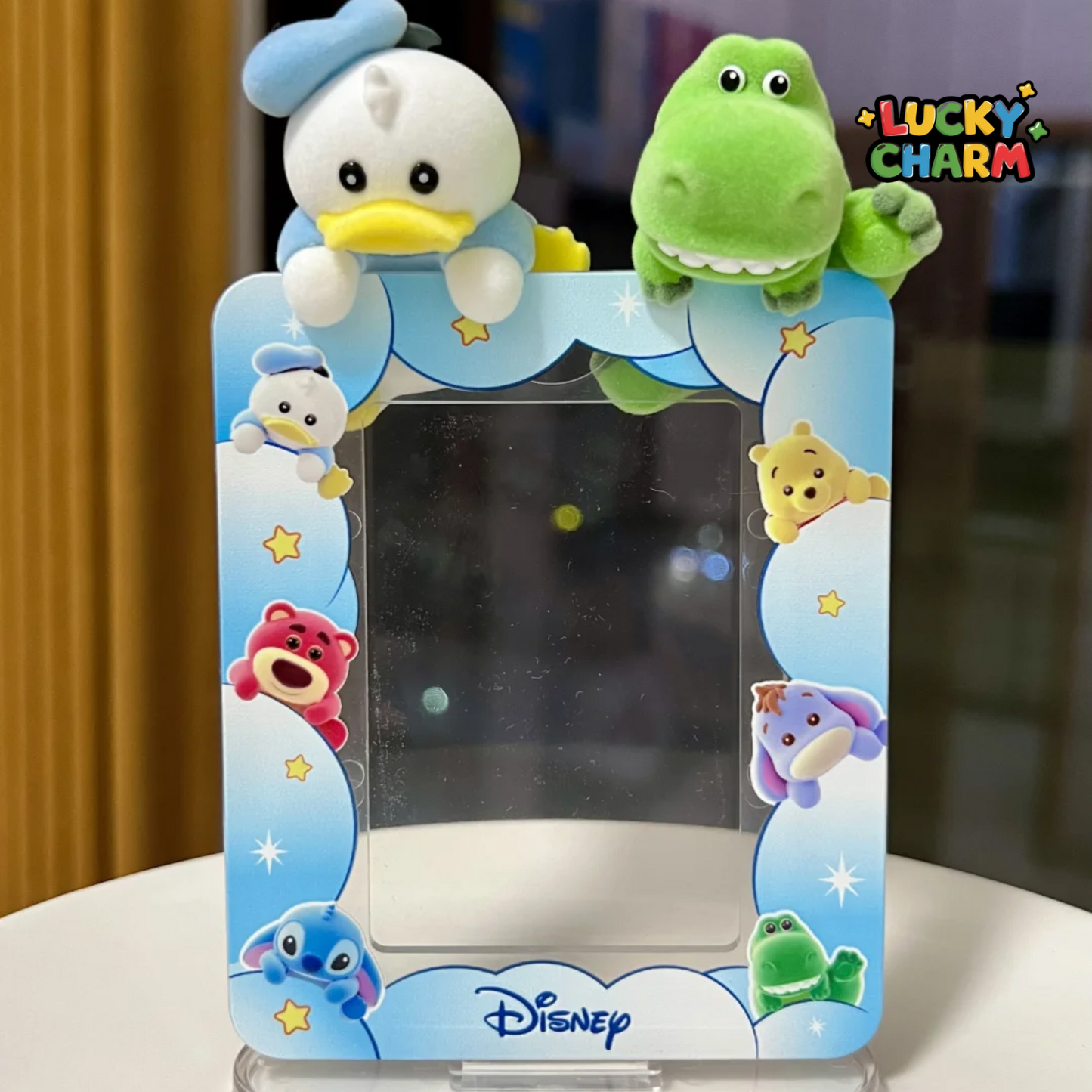 Blind Box Disney Flocked Characters Card Holder Display (1 figurine + 1 porte carte)